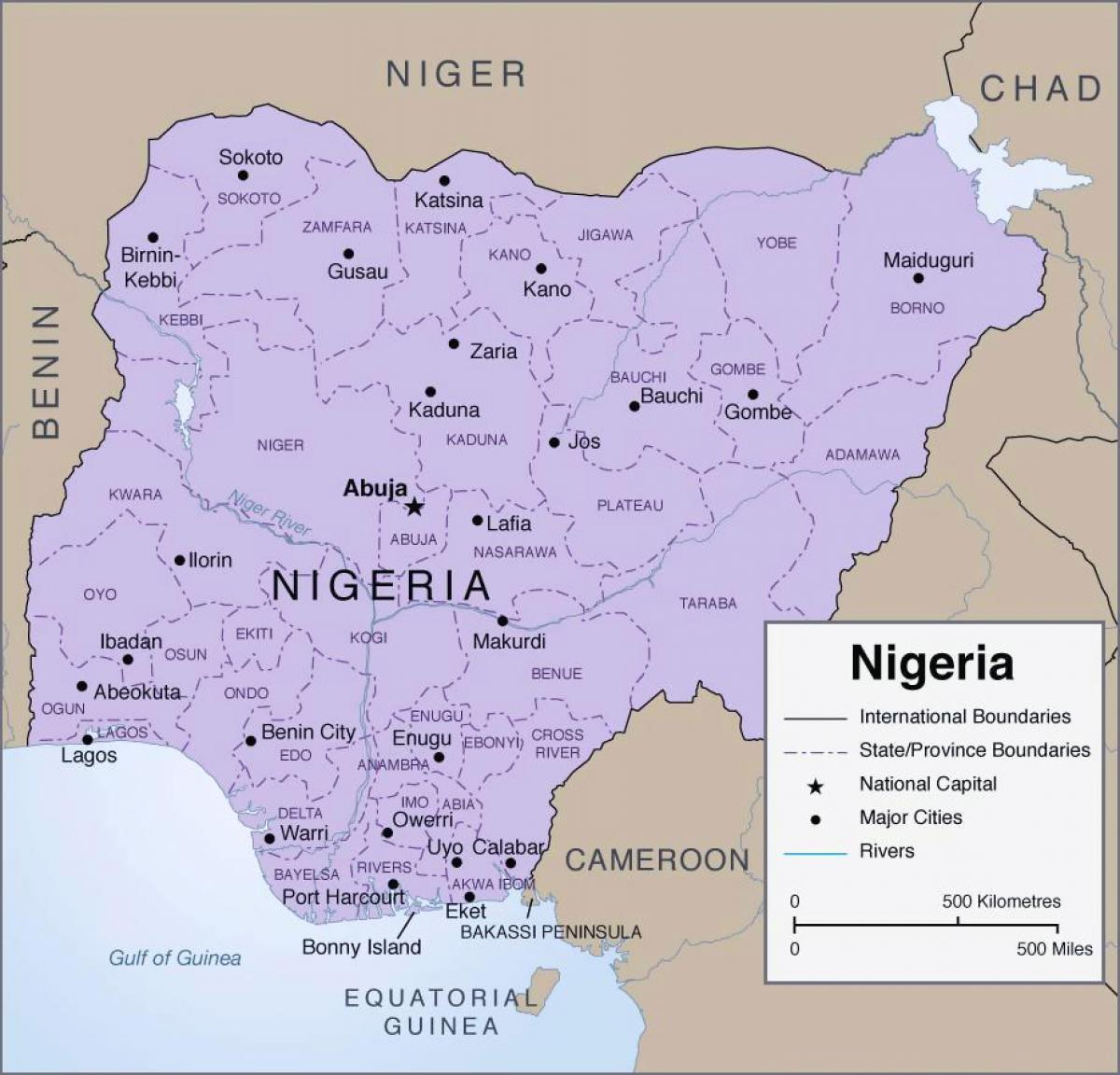 Χάρτης λεπτομερείς νιγηρία