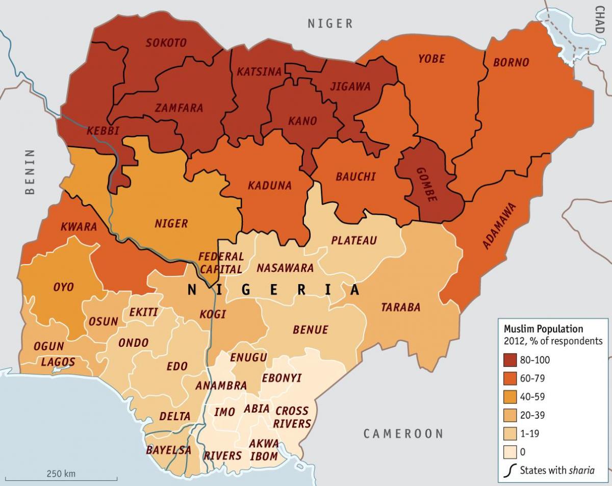Χάρτης της νιγηρίας θρησκεία