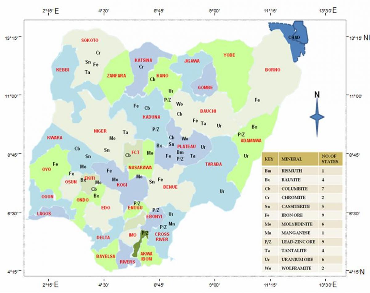 νιγηρία φυσικών πόρων χάρτη