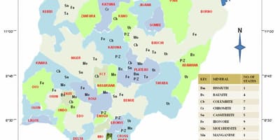 Χάρτης της νιγηρίας, που δείχνει τη ορυκτών πόρων