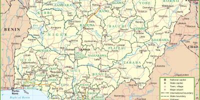 Χάρτης της νιγηρίας, δείχνει μεγάλους δρόμους